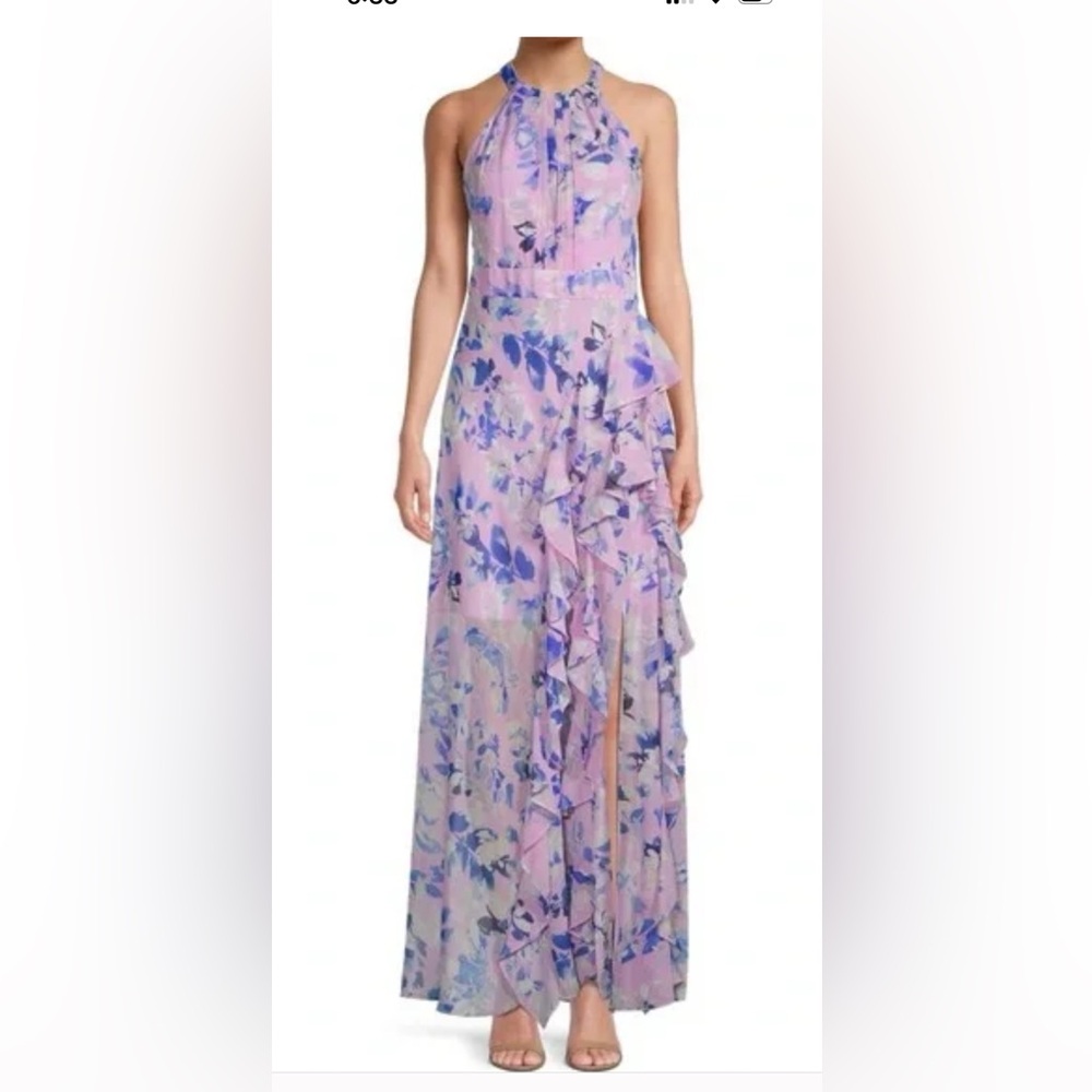 Eliza J Purple and Pink Floral Maxi Dress